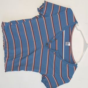 Cropped striped t shirt